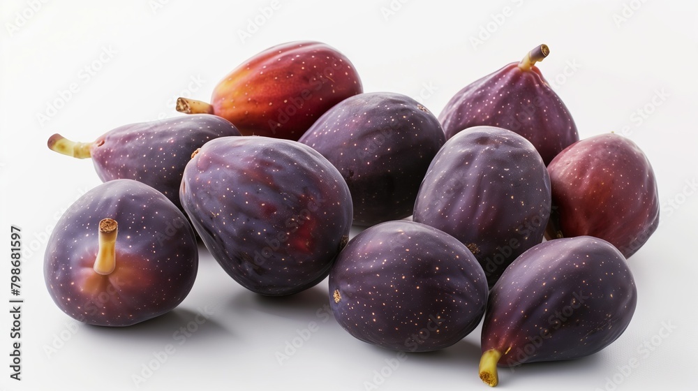 Fresh Figs, Healthy Vegetables with Copy Space, White Background