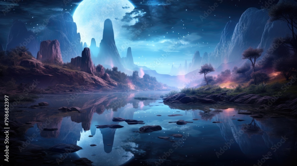 Moonlit Serenity: Mirror Lake’s Frozen Splendor