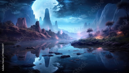 Moonlit Serenity: Mirror Lake’s Frozen Splendor