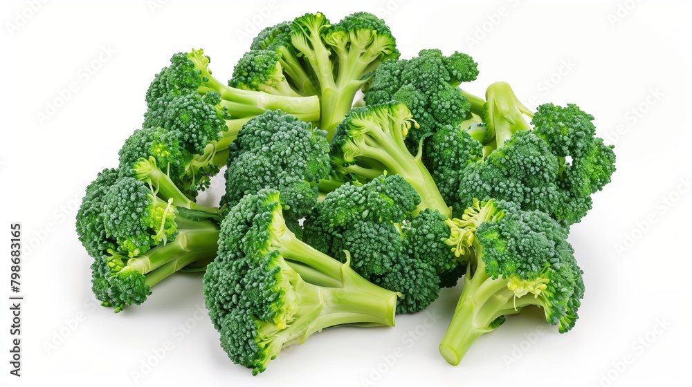 Fresh Broccoli, Healthy Vegetables with Copy Space, White Background Fresh Broccoli, Healthy Vegetables with Copy Space, White Background