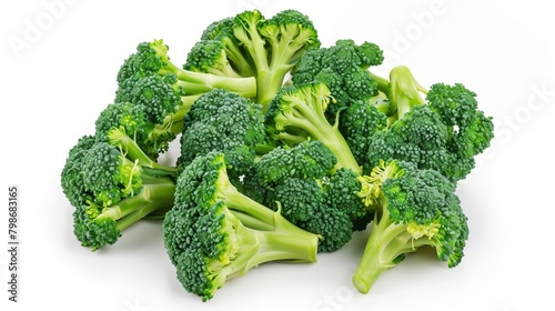 Fresh Broccoli, Healthy Vegetables with Copy Space, White Background