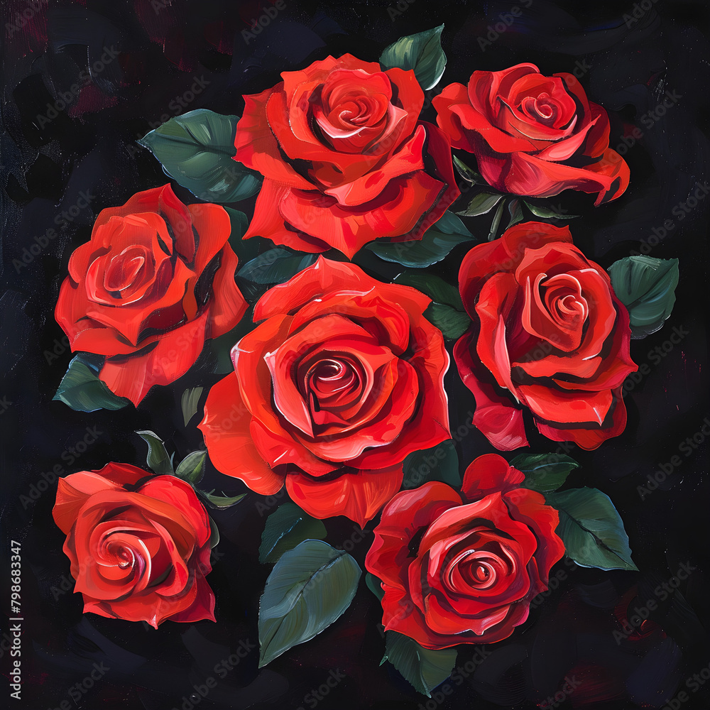 Bouquet of Red Roses on Dark Background Bouquet of Red Roses on Dark Background
