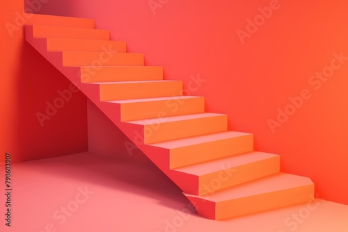 A colorful staircase with a colorful wall in the background