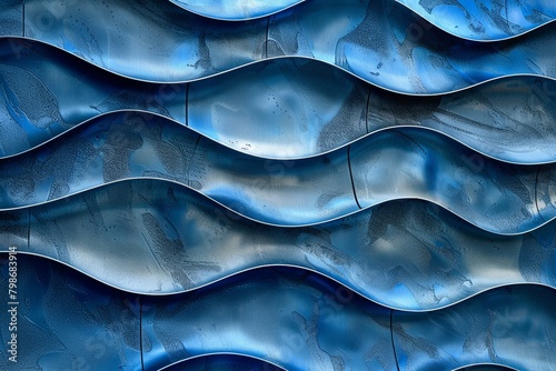 Blue Metallic Wave Elegance: Graphic Design Enriched Contemporary Wave Textures photo