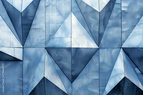 Blue Steel Architectural Harmony: Silver Textures & Geometric Designs
