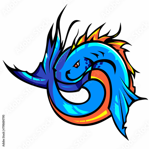 blue monster fish illustration