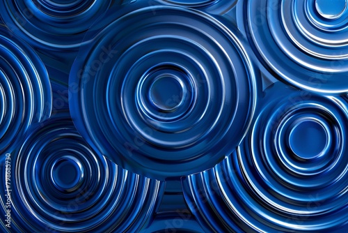 Contemporary Blue Steel Wall  Circular Metal Gloss   Avant-Garde Surfaces