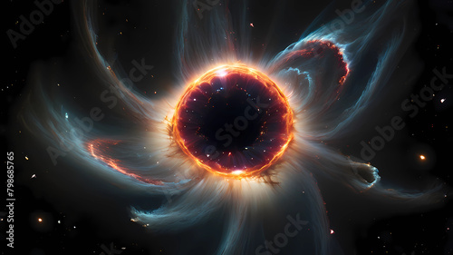 A photograph capturing the mesmerizing beauty of a supernova, captured in stunning high definition as it drifts through the vast expanse of time and space toward a black hole, a true wonder of the uni