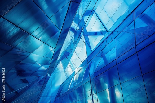 Blue Steel Symphony: Geometric Architectural Marvels in Abstract Metal Surfaces