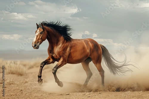 Wild Spirit: Desert Horse's Powerful Gallop in a Scene of Pure Freedom