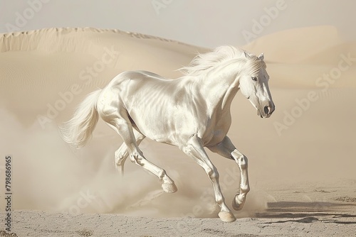 Silver Horse s Majestic Run  Freedom and Power in the Desert Sun