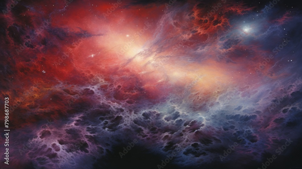 Lone figure stands beneath a vast cosmic phenomenon, enveloped by vibrant nebulae and swirling galaxies