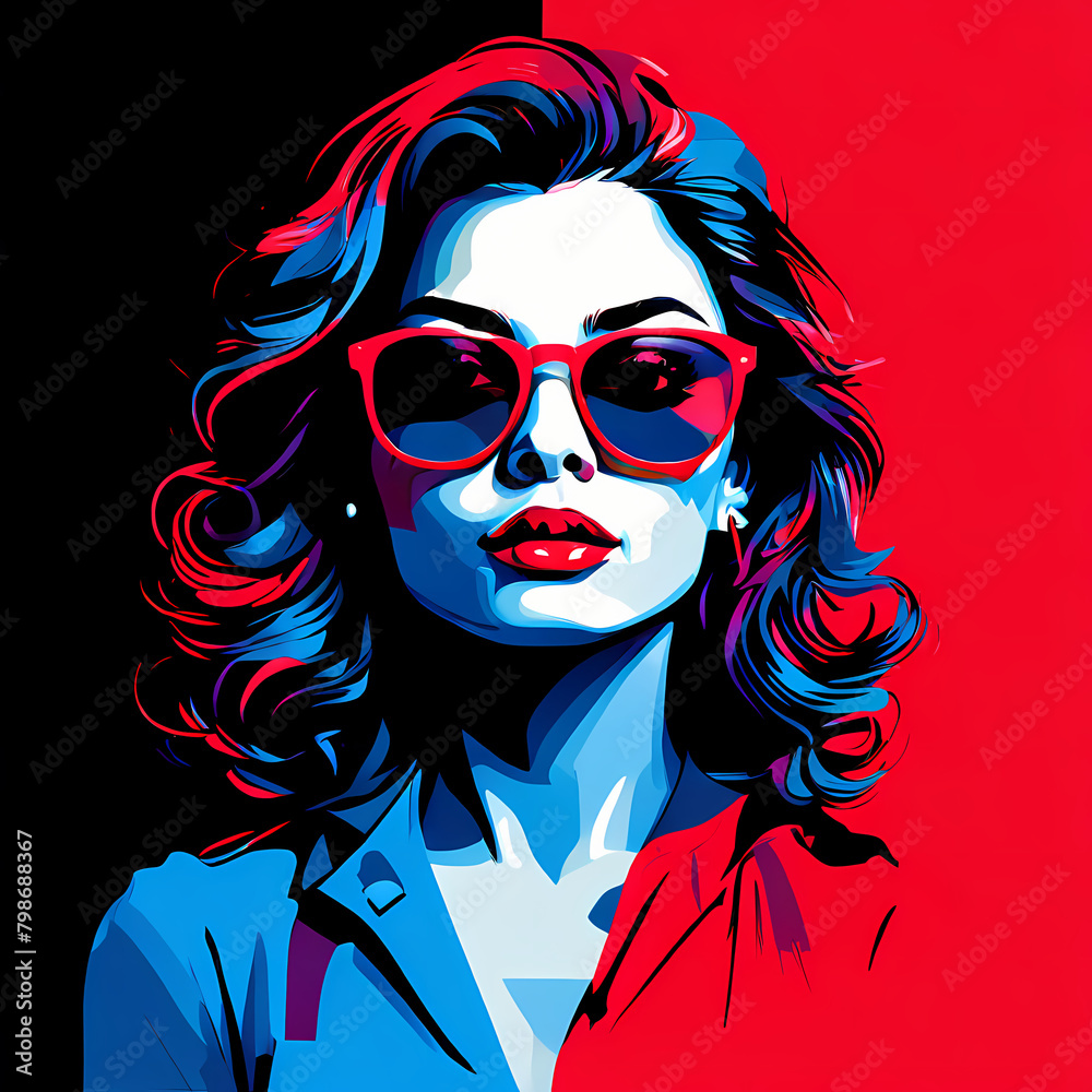 Pop art style illustration of a woman