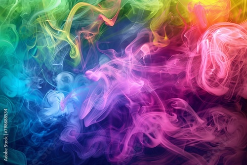 Rainbow Smoke Swirls: Mystical Embrace in Electric Pink and Pastel Hues