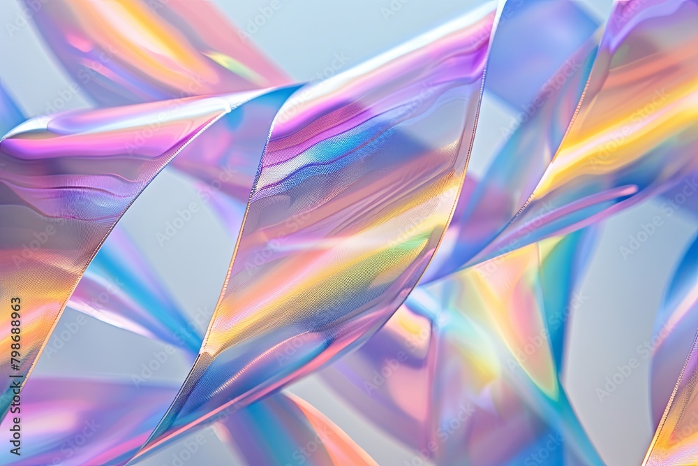 Holographic Twisted Ribbon Abstract Background in Modern Iridescent Colors Holographic Twisted Ribbon Abstract Background in Modern Iridescent Colors