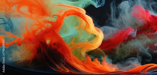 Multicolored abstract wallpaper. Smoke and waves. Generative AI