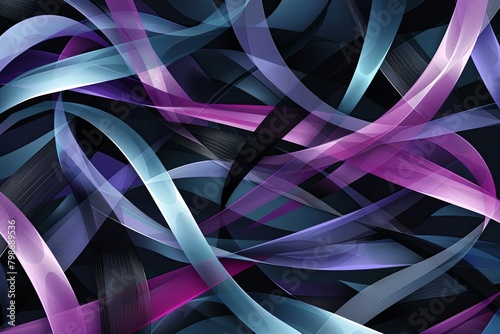 Twisted Ribbon Abstract: Bold Purple, Blue & Black Design