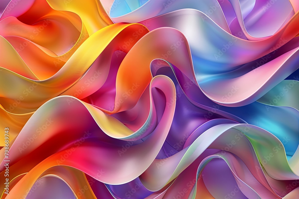 Multicoloured 3D Twisted Ribbon Background - Colorful Curves Wallpaper Design Multicoloured 3D Twisted Ribbon Background - Colorful Curves Wallpaper Design