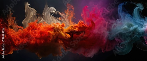 Multicolored abstract wallpaper. Smoke and waves. Generative AI