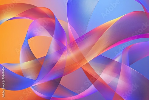 Ribbon Twisted Abstract  Geometric Lines   Colorful Curves Background
