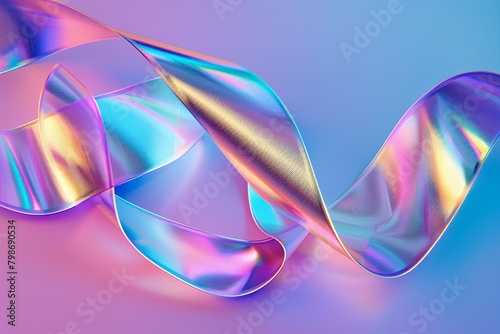 Iridescent Ribbon Flow: Graphic Design with Twisted Backgrounds and Gradient Effects