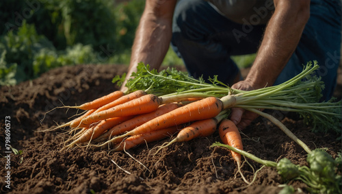 Carrot harvest in the garden