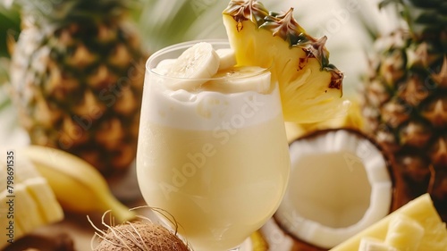 tropical pineapple cocktail mix, Generative AI,