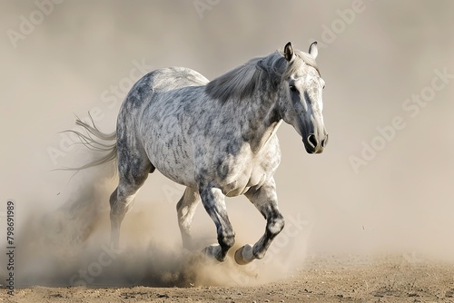 Grey Horse s Desert Dance  The Powerful and Graceful Performance of Wild Freedom