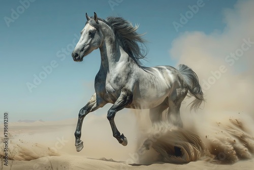 Majestic Grey Desert Spirit: The Rising Horse