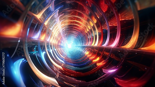Spectacular view of a radiant light tunnel  capturing the essence of interstellar travel