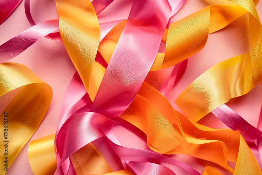 Dimensional Delight: Artfully Twisted Ribbon Background with Bold Colors Dimensional Delight: Artfully Twisted Ribbon Background with Bold Colors