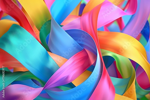 Multicolored 3D Ribbon Gradient Waves - Mesmerizing Dynamic Background Pattern