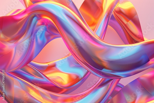 Wallpaper Mural Twisted Gradient Ribbon: Dynamic 3D Abstract Background with Vibrant Colors and Wavy Shapes Torontodigital.ca