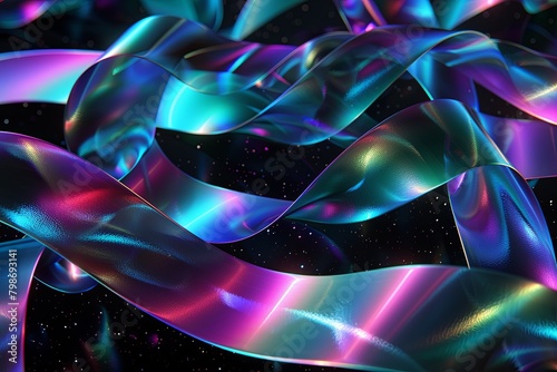 Dynamic Gradient Ribbon: Holographic Swirls on Twisted 3D Ribbon Background
