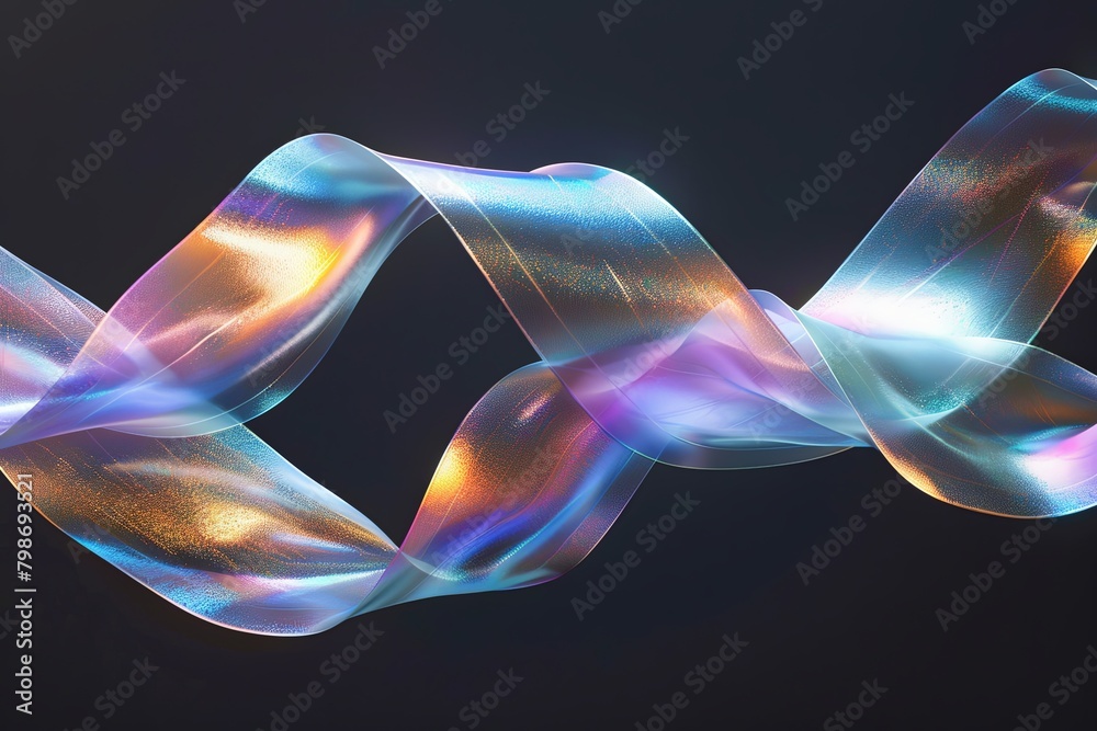 Twisted Iridescent Density: Three-Dimensional Ribbon Flow Graphic Design Twisted Iridescent Density: Three-Dimensional Ribbon Flow Graphic Design