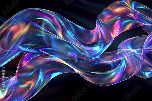 Twisted Holographic Ribbon Swirls - Dynamic 3D Gradients on Dark Canvas © Michael