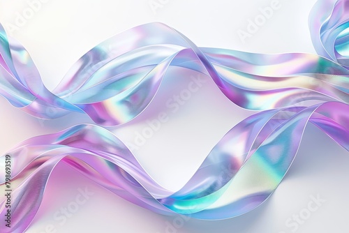 Iridescent Ribbon Flow: A Twisted Background in Three-Dimensional Graphic Design
