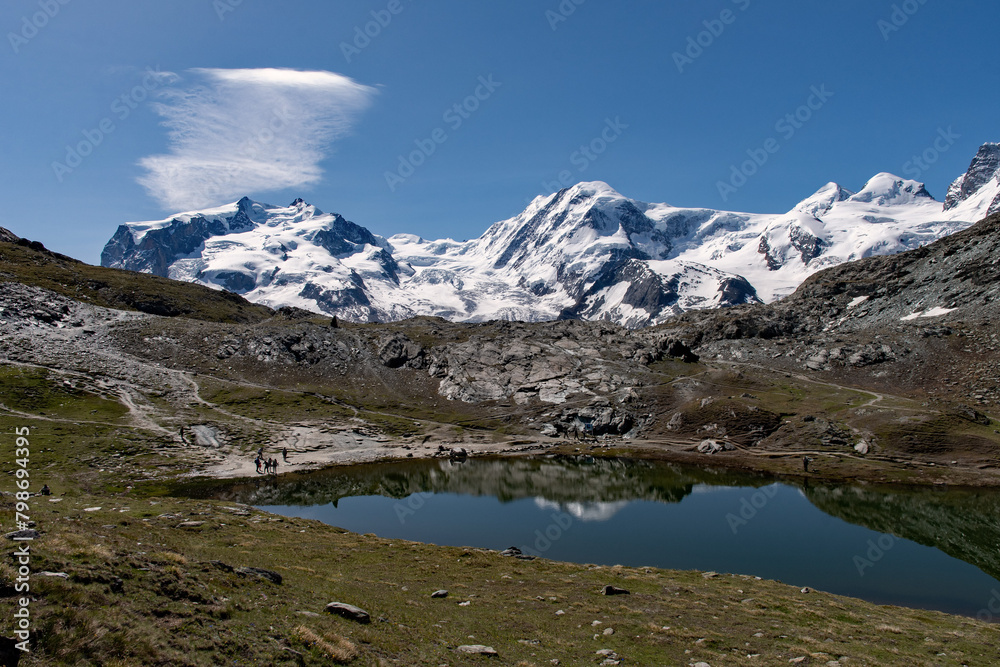 Snow covered mountains in the Swiss Alps
