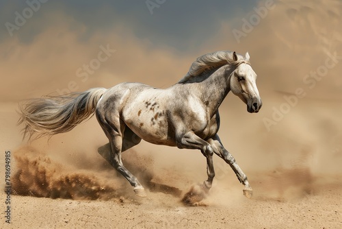 Silver Horse  Majestic Desert Run under the Hottest Sun