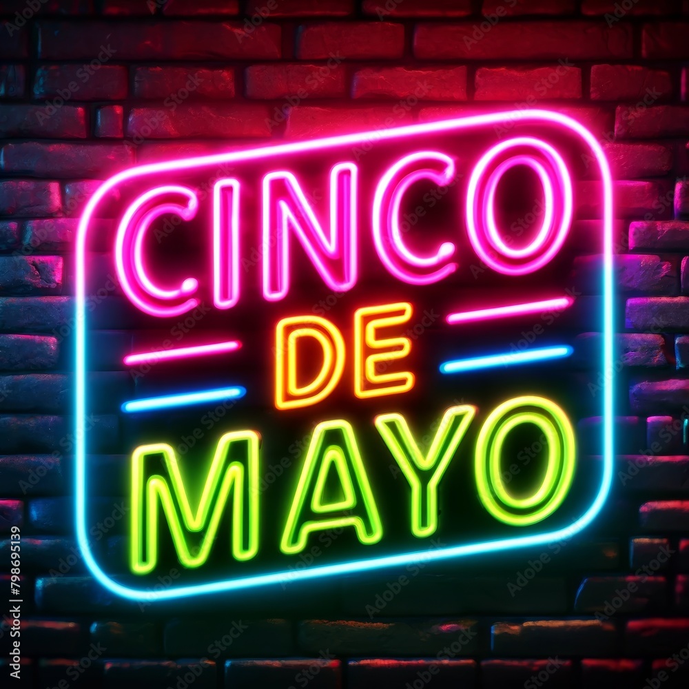 Bold Neon Cinco de Mayo Sign on Dark Wall