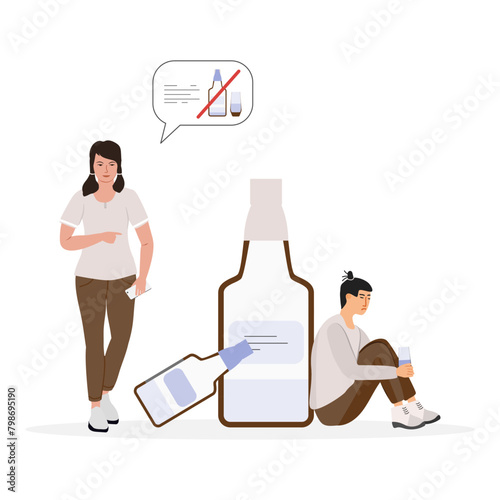 Alcohol addiction Alcoholism Problem Vector Drink