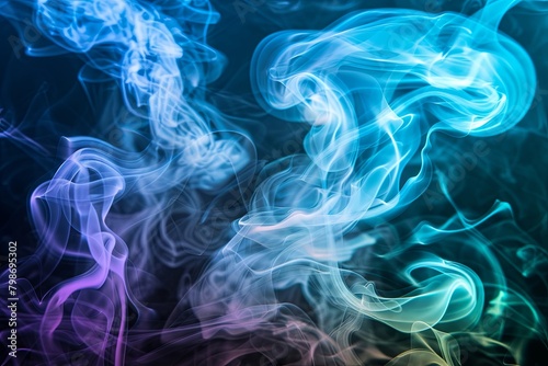 Electric Blue Iridescent Smoke Patterns in Dark Mystique Void