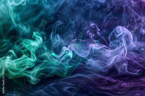 Emerald Gleam: Enigmatic Nights with Iridescent Smoke Patterns