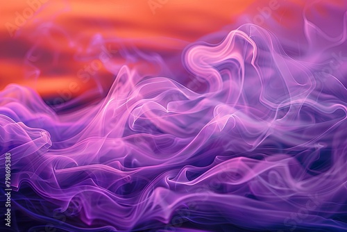 Vibrant Lavender Smoke Whispers: Dark Pink & Orange Waves