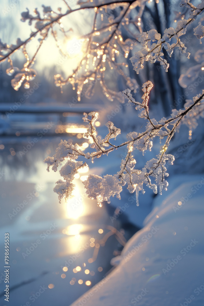 Winter Wonderland - Close up of an frozen branch