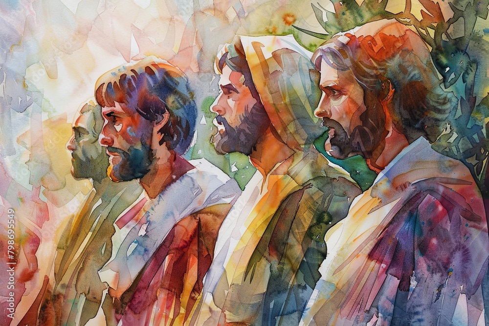 Disciples of Jesus: Vibrant Watercolor Journey