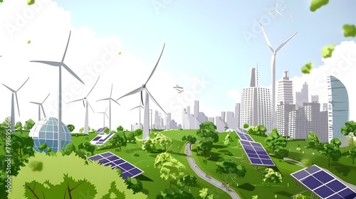 Sustainable and Eco-Friendly Futuristic City with Renewable Energy Solutions