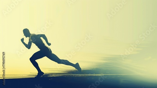 digital silhouette of a running man on light bakground --ar 16:9 Job ID: 5c7ee546-1ee0-4bb8-907f-45c4ca86763b
