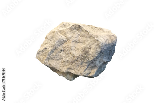 Raw marble rock specimen isolated on white background.