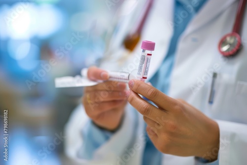 inspecting a vial of insulin